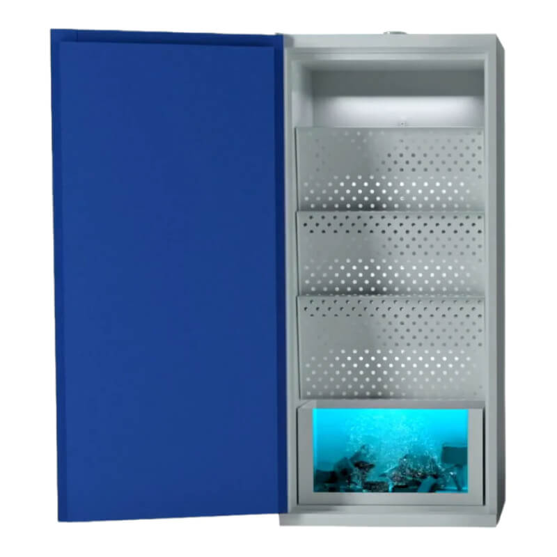 lithiumsafe cabinet with quarantine and open shelves